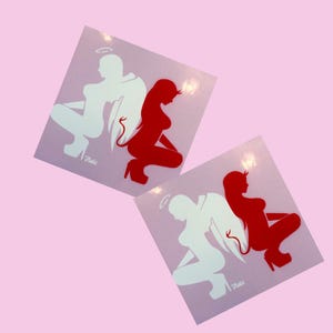 Angel and devil girls sticker