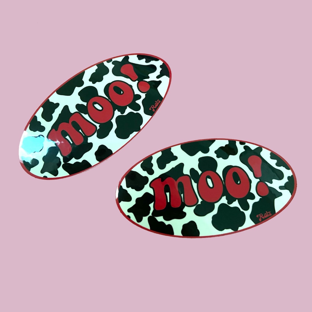 Cow Print 'moo!' Sticker - Etsy