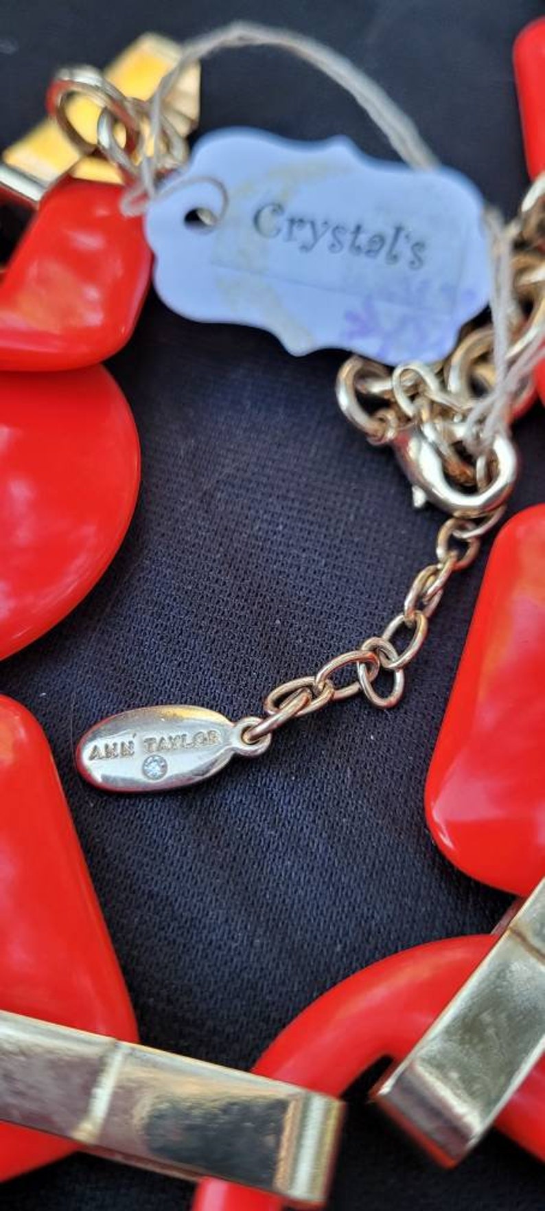 Vintage 80s Fashion Gold Tone Bangles with a Neon Orange Ann Taylor Necklace Retro Fashion Jewelry Set