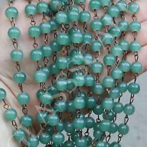 1&#39; Glass 8Mm Bead Prism Chain Part Opaline Green Dark Jade Brass Lamp Chandelier