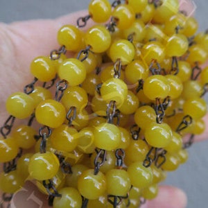12&quot;  Glass 8Mm Bead Prism Strand Part Lemon Yellow Opaline Brass Lamp Wedding