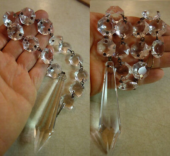 1 Strand Vintage Crystal Glass Prism Garland Swag… - image 8