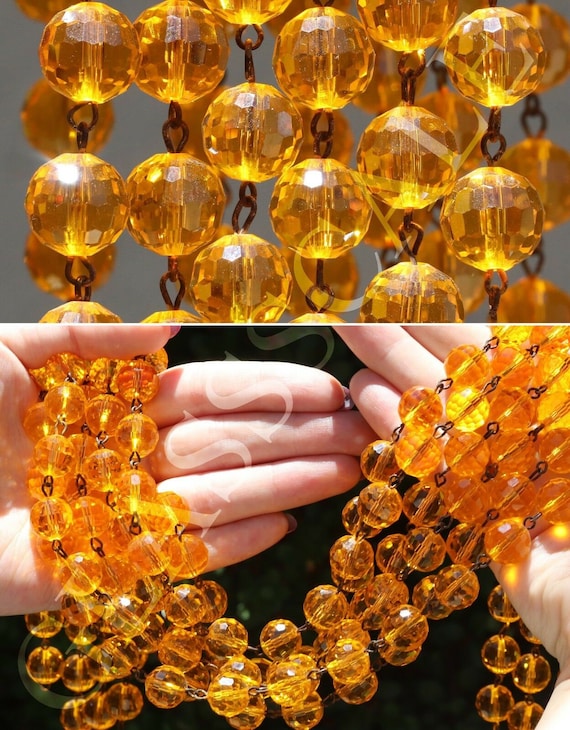 5Ft Golden orange Glass 12Mm Bead Strand Prism Fa… - image 7