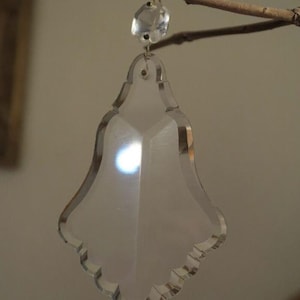 1 Huge Vintage Czech French Crystal Glass Prism Lamp Chandelier Part Suncatcher