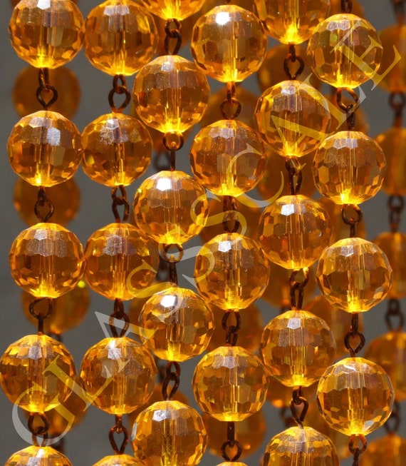 5Ft Golden orange Glass 12Mm Bead Strand Prism Fa… - image 5