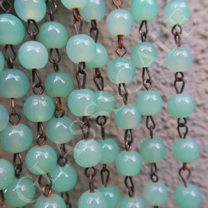 12&quot; glass of the 8mm bead prism rosary strand part Jade Opaline brass lamp chandelier