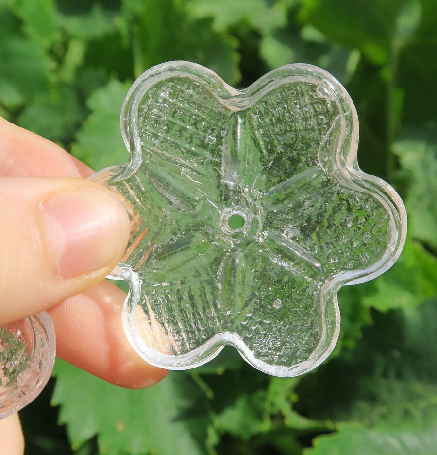 5 Vintage Glass Flower Prisms Part Italian for Sconces Lamp