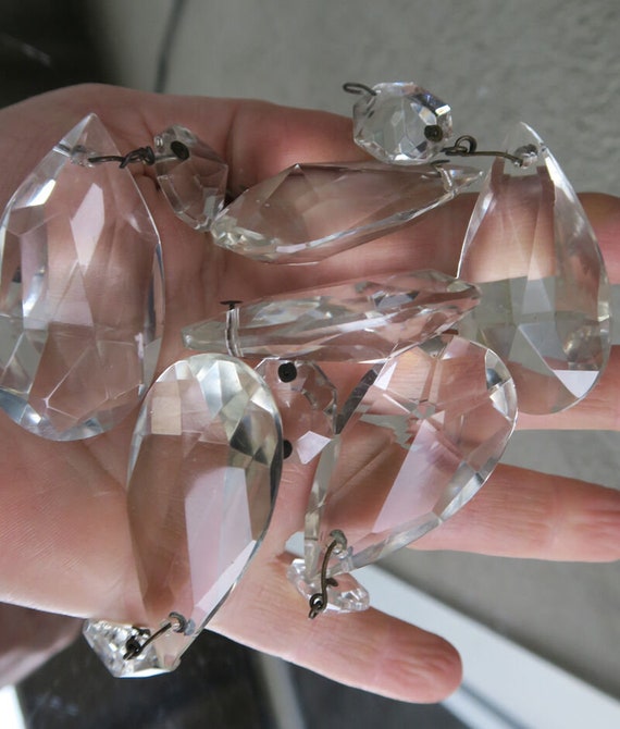 Details about   1 LG vintage cut Czech Italian Crystal Glass Prism Lamp Chandelier Part sparkly 