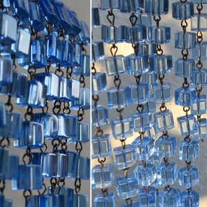 2Ft Glass Bead Prism Chain Strand Brass Macaroni Sapphire Blue Lamp Part Jewelry
