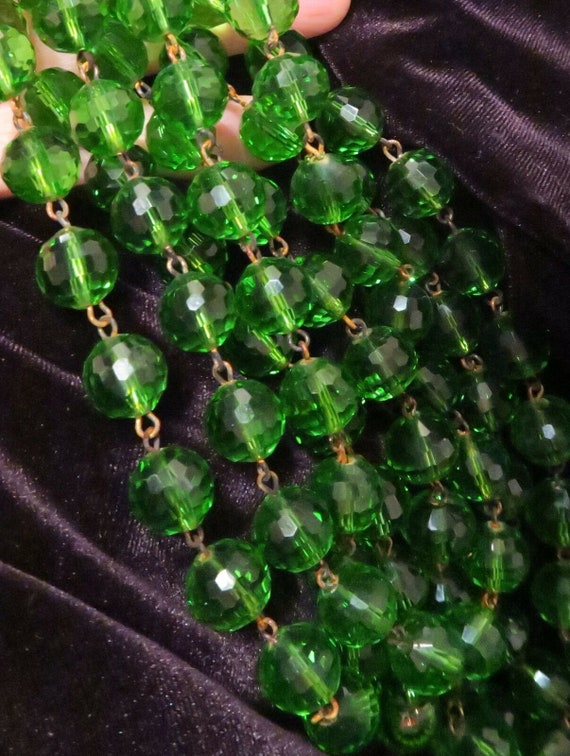 2Ft Glass 12Mm Bead Strand Prism Dark Emerald Gree