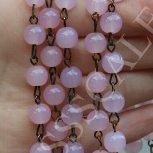 12&quot; Glass 8Mm Bead Prism Strand Part Aches Of Rose Opaline Lamp Chandelier Brass