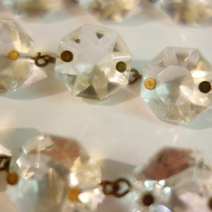 Vintage 20&quot; Crystal Glass Prism Strand Chain Lamp Chandelier Part Brass