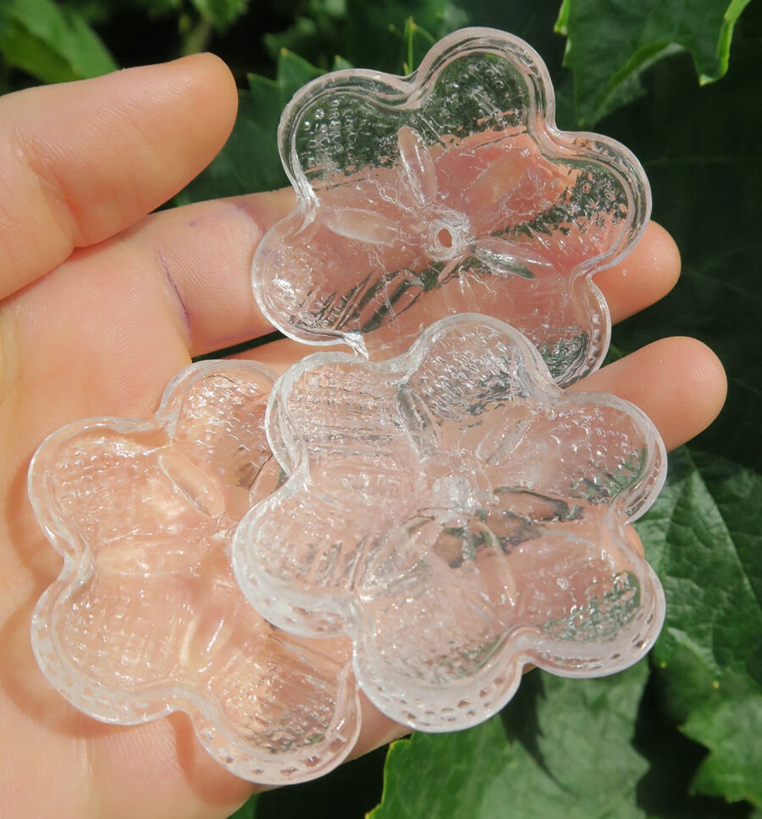 1 Vintage Art Glass Flower Prism Part Italian Fr Sconce Lamp