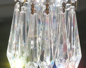 10 vintage French U-drop Crystal Glass Prism Lamp Chandelier Parts set