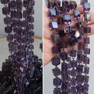 2Ft Amethyst Purple Glass Bead Prism Chain Part Brass Lamp Macaroni Jewelry Maki