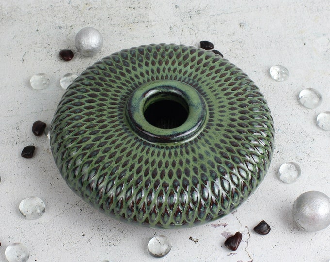 Ikebana Vase With Embossed Pattern. Handmade Ikebana Pottery. Etsy