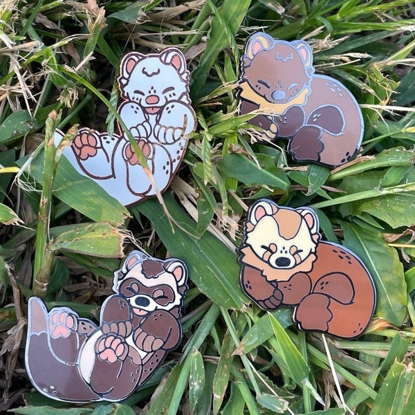 Pine Marten + Ferret Enamel Pins