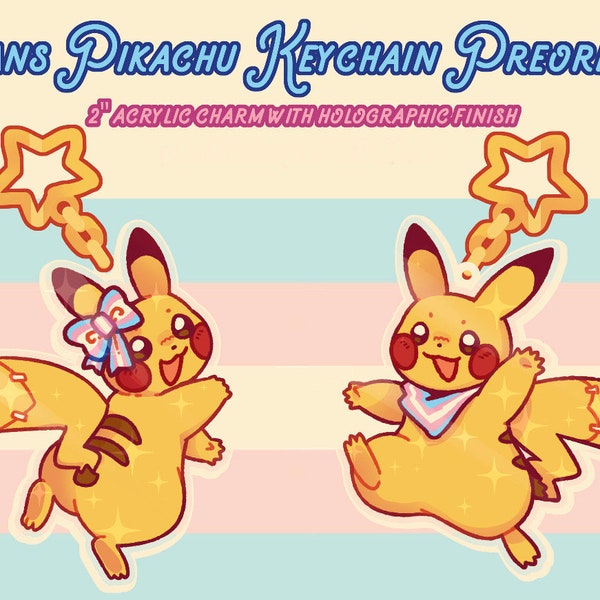 Trans Pika Mouse Charm 2” FTM / MTF