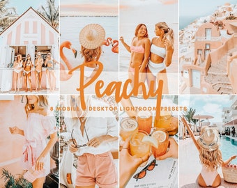 6 Peach Mobile & Desktop LIGHTROOM Presets, Warm Presets, Orange Presets, Instagram Filter, Bright Summer Travel Filter, Blogger Presets