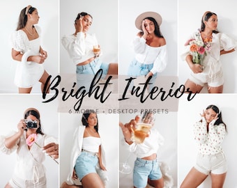 6 Bright Mobile Lightroom Presets White, Clean Photo Editing Filter for Lifestyle Blogger, Instagram Influencer Indoor/outdoor Presets