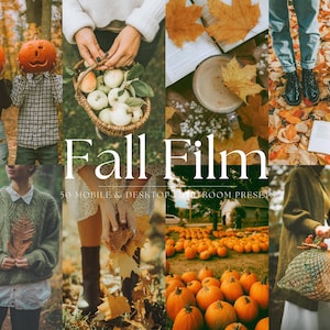 50+ FALL FILM Retro Lightroom Mobile & Desktop Presets | Autumn Presets | Film Preset | 35 mm | Warm Fall Photo Editing Filter | Halloween