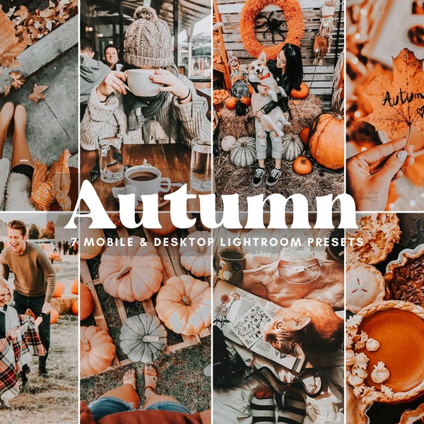 7 Mobile Lightroom Preset AUTUMN, Moody Presets, Instagram Filter, Warm Fall Preset, Family Rich Presets for Blogger, Deep Earth Preset, DNG