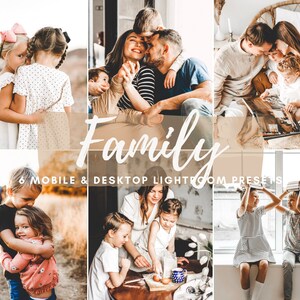 Pode incluir: Um conjunto de 6 presets Lightroom para dispositivos móveis e desktop para editar fotos de famílias. Os presets são projetados para criar um visual quente e convidativo, com cores suaves e um toque vintage. Os presets são perfeitos para fotógrafos que desejam criar belos e atemporais retratos familiares.