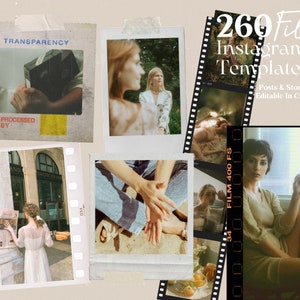 260 FILM OVERLAYS Instagram Post & Reels Templates - Media Kit - Story Templates - Canva Blogger Template -  Film Templates - 35MM SCANS