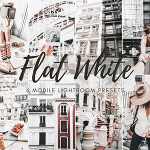 6 MOBILA Lightroom-förinställningar: Flat White, ljust mjukt fotofilter, ren luftig färg, förinställning för Instagram inomhus, förinställning för Light Blogger iPhone, DNG