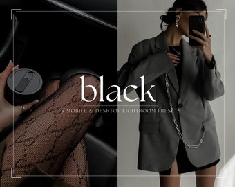 9 BLACK Mobile & Desktop Lightroom PRESETs -  Instagram Filters, Blogger Photo Presets, Aesthetic Presets, Minimal Presets, Dark Moody