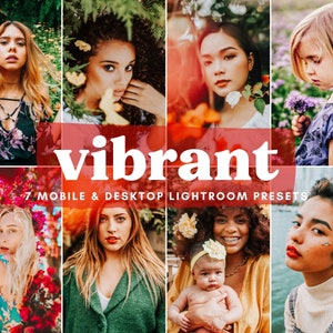 7 Color Mobile & Desktop LIGHTROOM Presets, Vibrant Presets, Color Presets, Instagram Filter, Bright Summer Travel Filter, Bright Presets