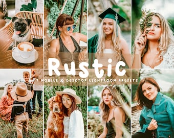 7 ajustes preestablecidos de Earthy Lightroom para dispositivos móviles y de escritorio, filtro de edición de fotografías al aire libre de tonos cálidos, ajuste preestablecido de viaje, ajuste preestablecido de verano, filtro de fotos natural