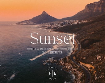20 SUNSET Lightroom mobile & desktop PRESETS | Instagram Golden Hour Blogger Presets | Warm Light Sunset Preset | Beach Aesthetic Preset