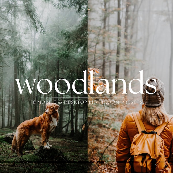 6 Mobile Lightroom Presets Woodlands, Moody Blogger Photo Presets, Forest Filters, Dark Nature Presets, Outdoor Preset, Fall Autumn, DNG