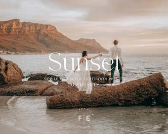 20 SUNSET Lightroom mobile & desktop PRESETS | Instagram Golden Hour Blogger Presets | Warm Light Sunset Preset | Beach Aesthetic Preset