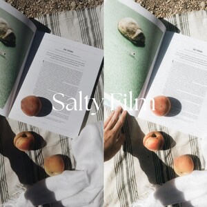 May include: A striped blanket with three peaches on it. A magazine with the text "Sea Crown" is open on the blanket. The magazine is lying on the blanket with the cover facing up.