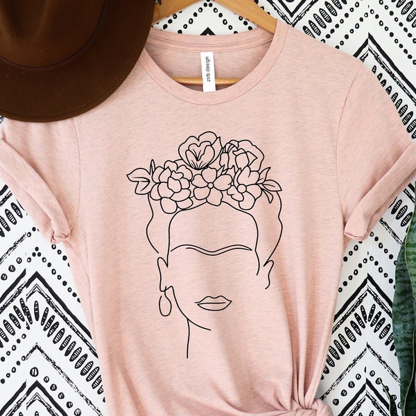 Face Line Art Shirt, Frida Shirt, Frida Line Art Shirt, Kahlo Tshirt, Face Line Art Tee, Frida Kahlo shirt, Frida Kahlo Portrait T-shirt,