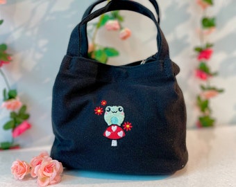 Froggy Mushroom Convertible Mini Shoulder Bag / Tote Bag