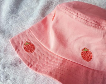 Pink Strawberry Bucket Hat READY TO SHIP