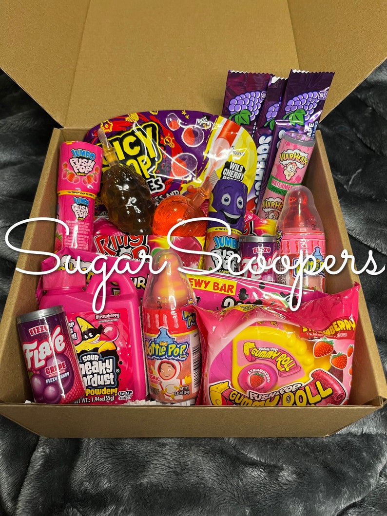 Pink & Purple Candy Gift Box With Popular Tik Tok Candies Etsy