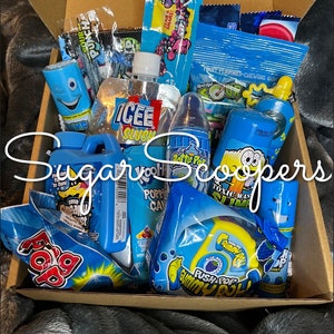 Blue candy gift box with sweet & sour Tik Tok candies - over 2lbs of candy!