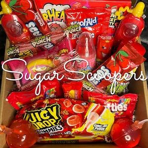 Red candy gift box with sweet & sour Tik Tok candies - over 2lbs of candy!