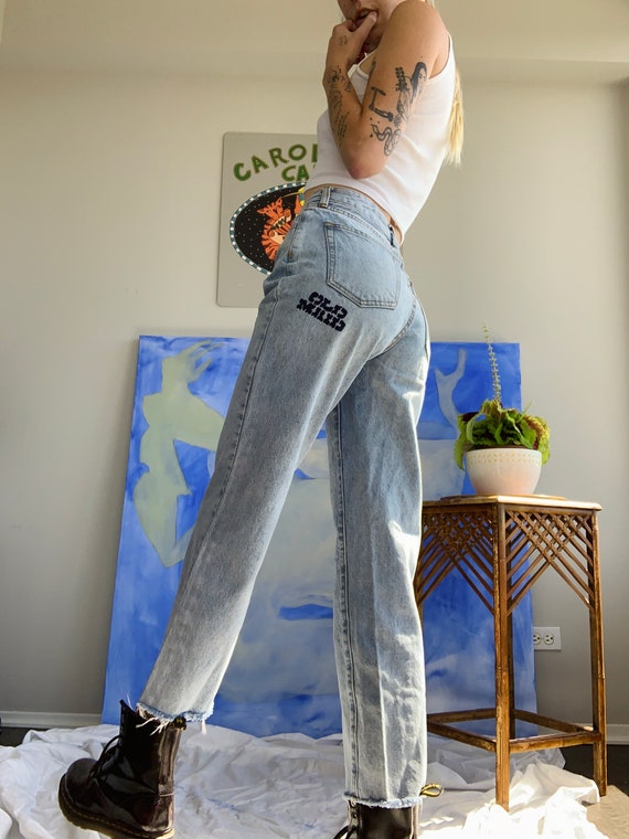 printed boyfriend jeans