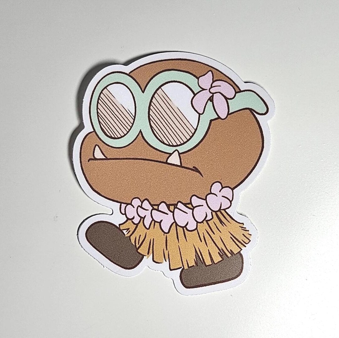 Gooba Sticker Super Mario Brothers Hawaii Goomba 3 Inch Vinyl Matte Sticker - Etsy