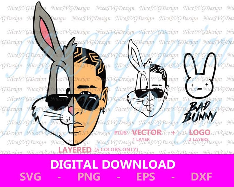 Download Bad Bunny SVG Cut Files Bundle | Etsy