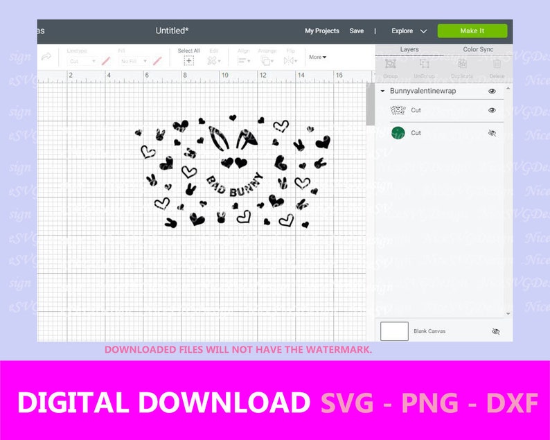 Download Seamless Bad Bunny Valentine Hearts Full Wrap for ...