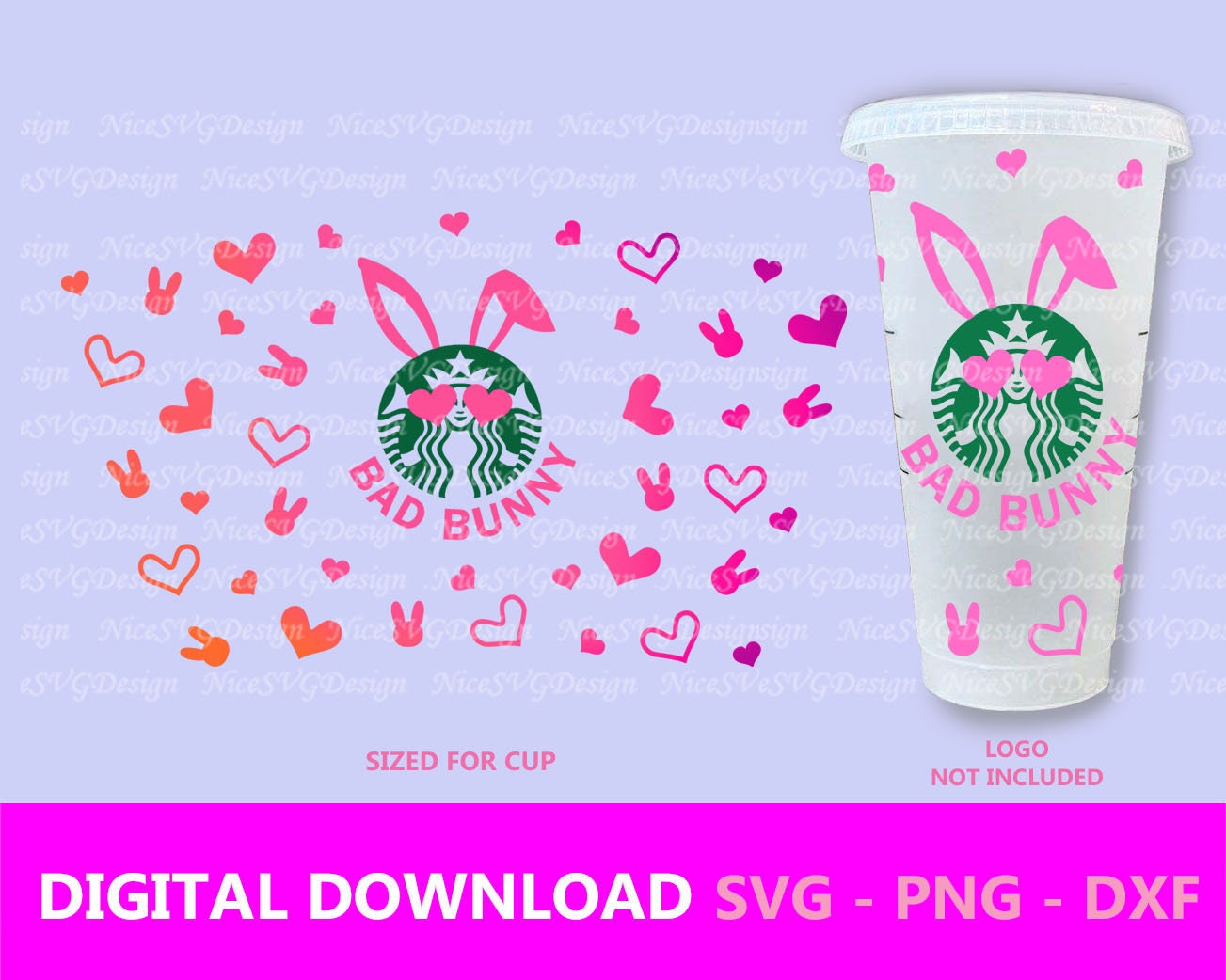 Seamless Bad Bunny Valentine Hearts Full Wrap for ...