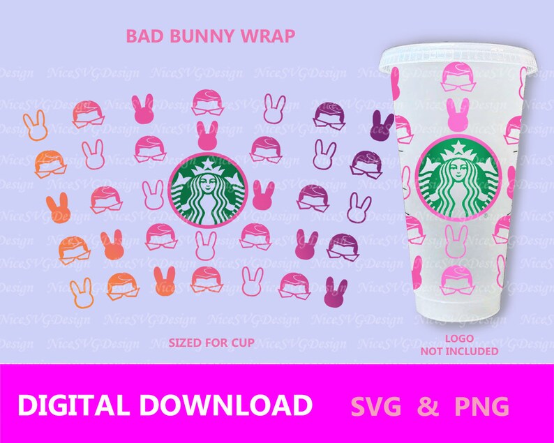 Download Seamless Bad Bunny Full Wrap SVG for Starbucks Venti Cold ...