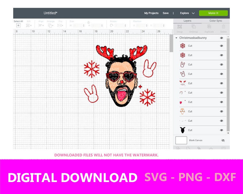 Download Christmas Bad Bunny SVG Cricut Cut Fichiers | Etsy
