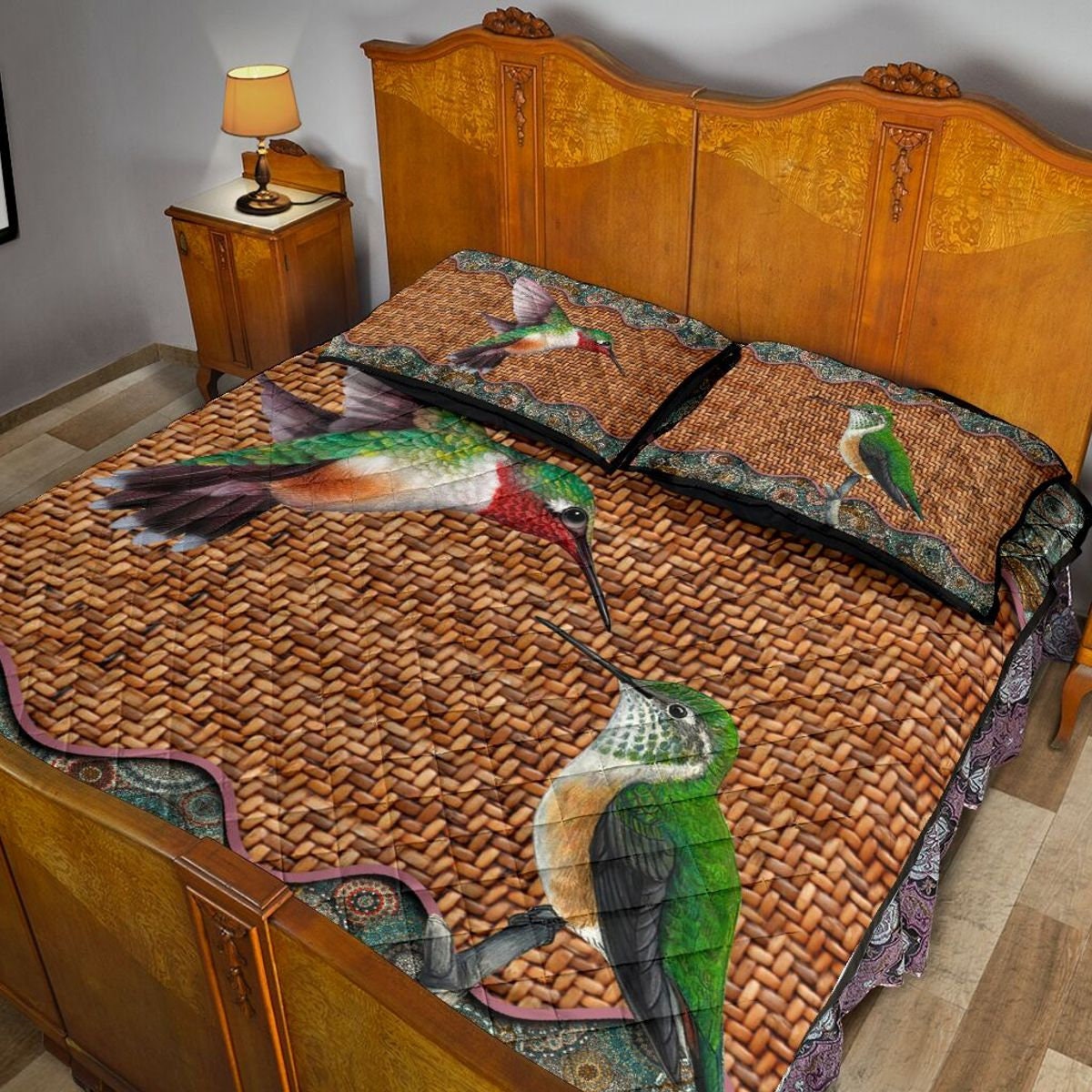 Hummingbirds On The Seamless Quilt Bedding Set Coziness quilt Etsy